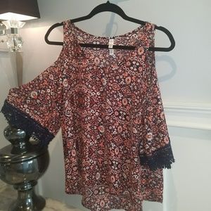 Summer Cold Shoulder High Low Blouse/Top with lace